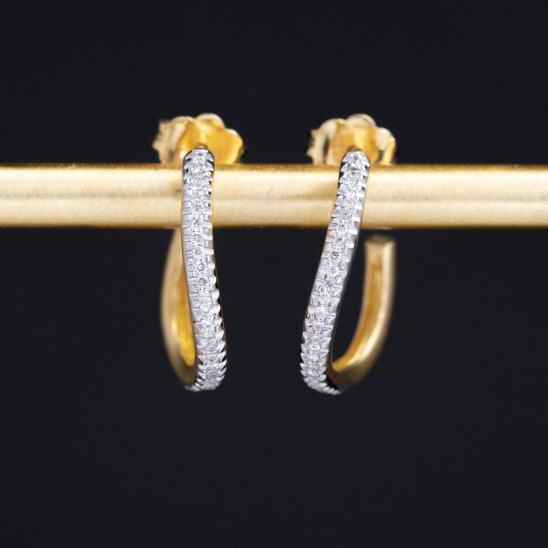 Diamond Stone Gold Hoop Earrings, 12mm, Huggies, Hoops, Cute Earrings,  Live-in, Every Day Earring, Simple Hoops, Elegant Earrings - Etsy
